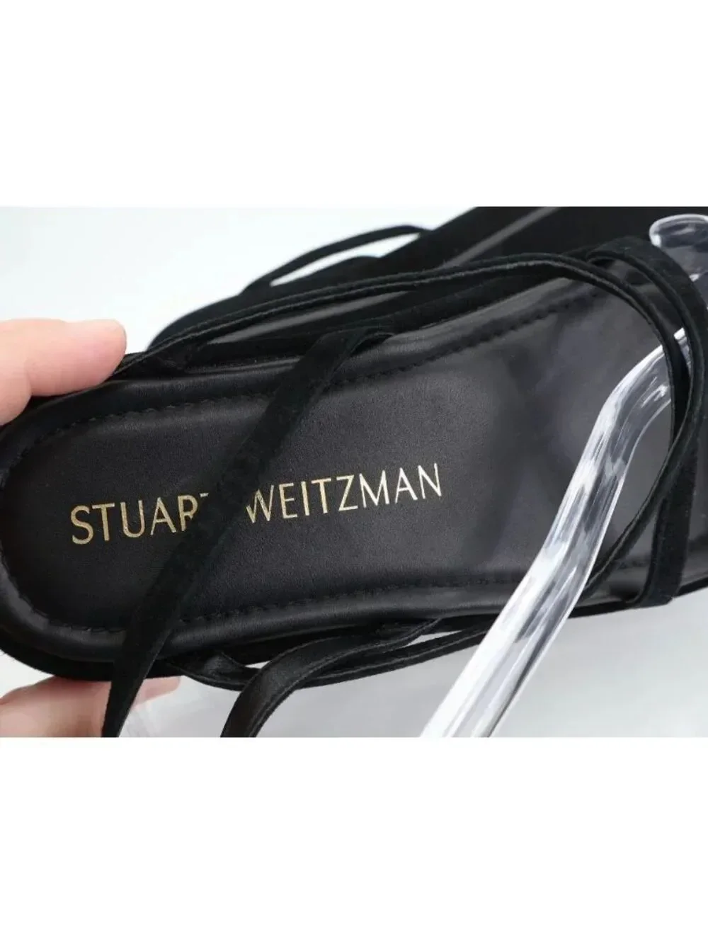Stuart Weitzman Summerlift Platform Strappy Sandal Round Toe Black Size 10 Flat